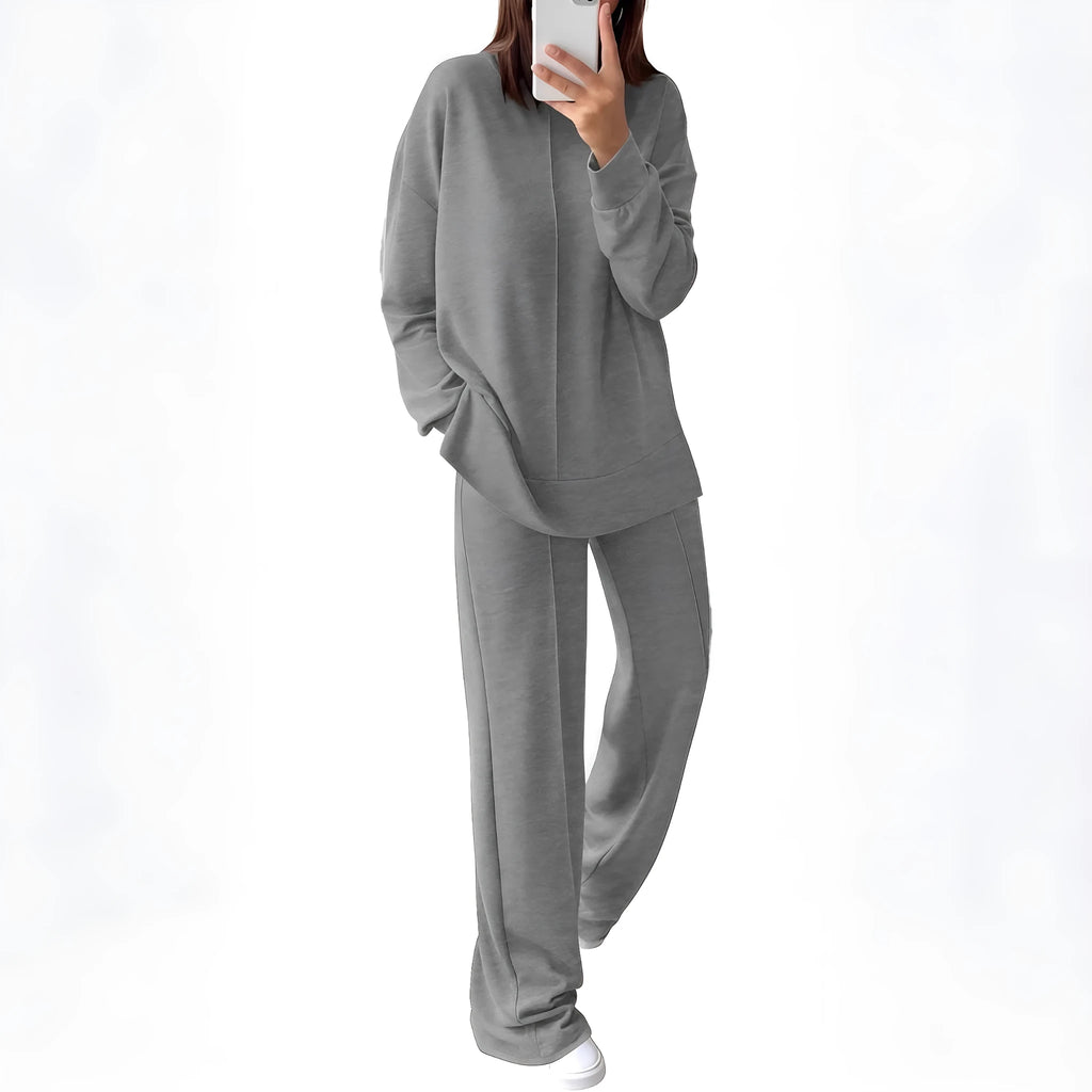 Women's long sleeve polyester jogging suit in army green, showing the full two-piece set.