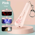 Pink plastic cat teaser pen with a light-up end for interactive play.