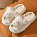Piggy cute open-toe linen slippers for couples in white, pink, black, and brown colours.
