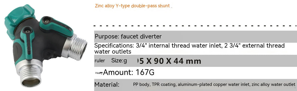 Zinc copper alloy garden ball valve diverter with 6 connection points