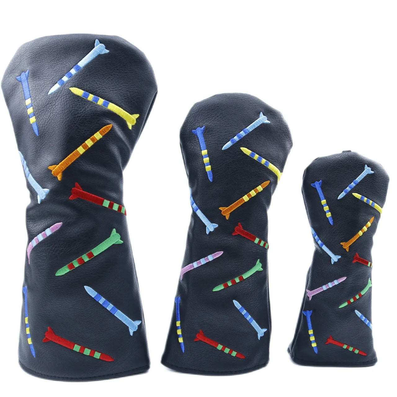 Black and white PU wooden pole sets in large, medium, and small sizes for golf and fitness.