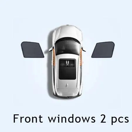 Nylon mesh car sunshade curtain set for front and rear windows including triangle windows