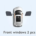 Nylon mesh car sunshade curtain set for front and rear windows including triangle windows