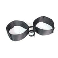 Black knitted adult toy strap for hands-free appliance attachment during intimate use