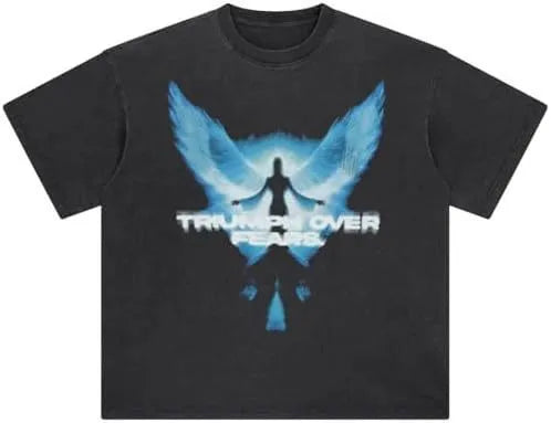Men's retro style cotton t-shirt with cartoon digital printing in loose street hip hop cut