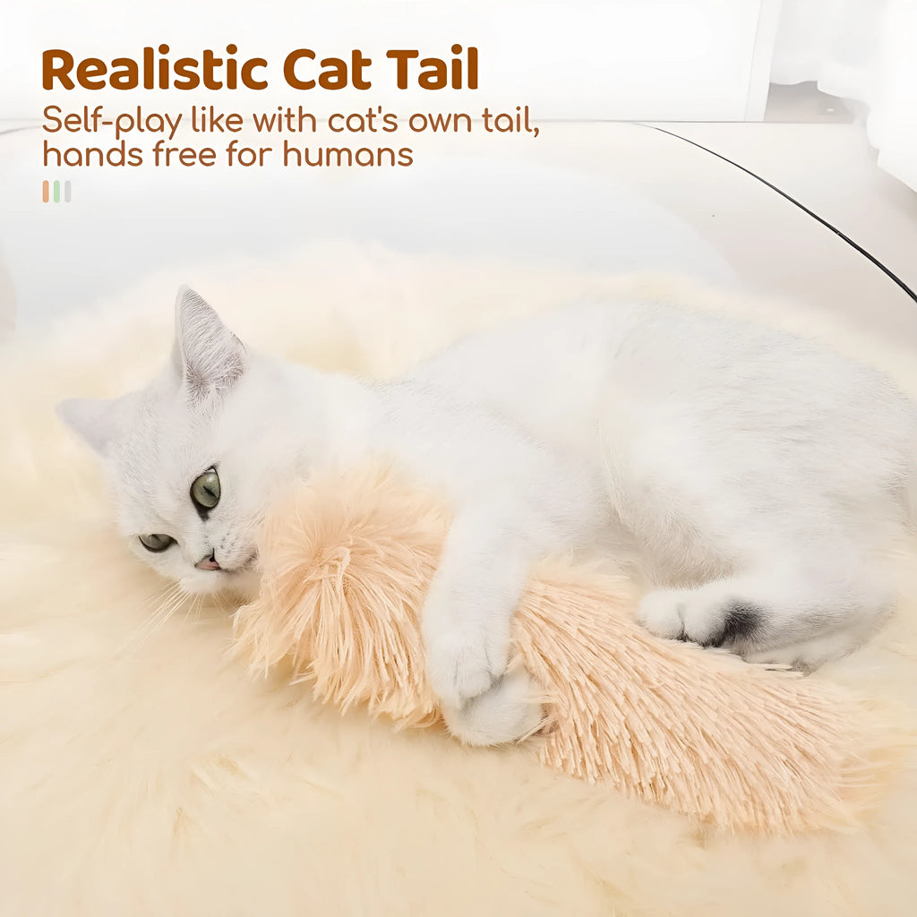 Blue, green, pink, and white cat plush toy pillows measuring 27cm by 10cm.