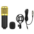 BM800 capacitor microphone set with cantilever bracket for mobile phone recording in black and gold colour