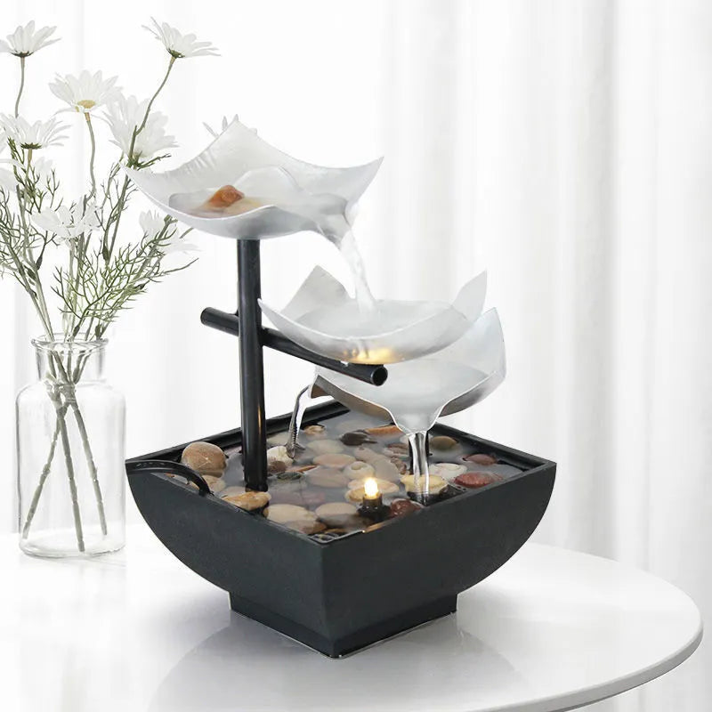 Modern minimalist desktop fountain water ornament with flowing water feature in JR001 colour