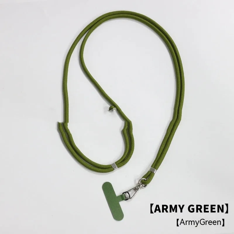 General drop-resistant phone lanyard in nylon with injection-moulded clip and gasket, 160cm length, 12g weight, available in multiple colours