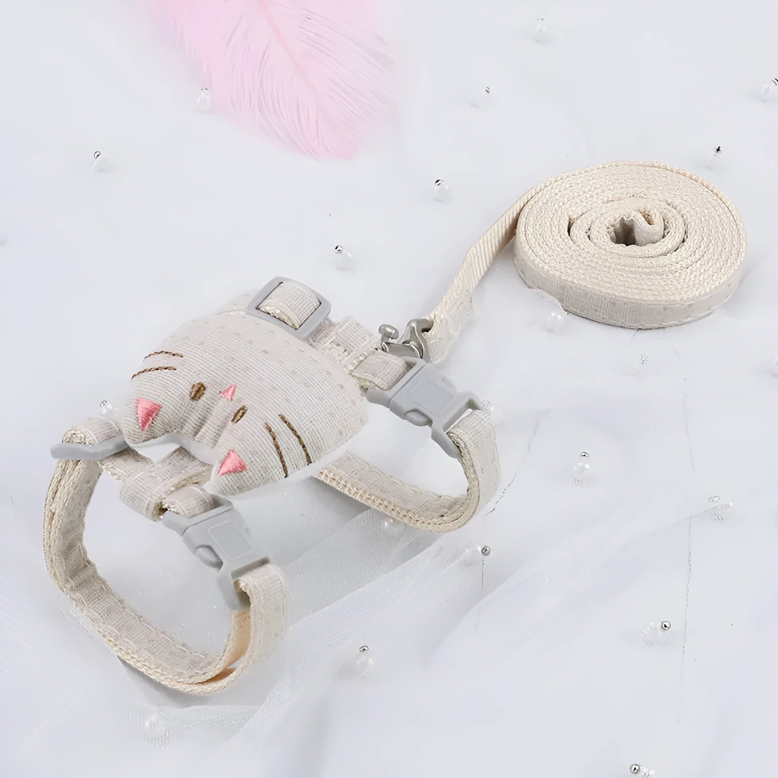 T-shaped cloth cat pulling rope toy in four colour options for interactive play