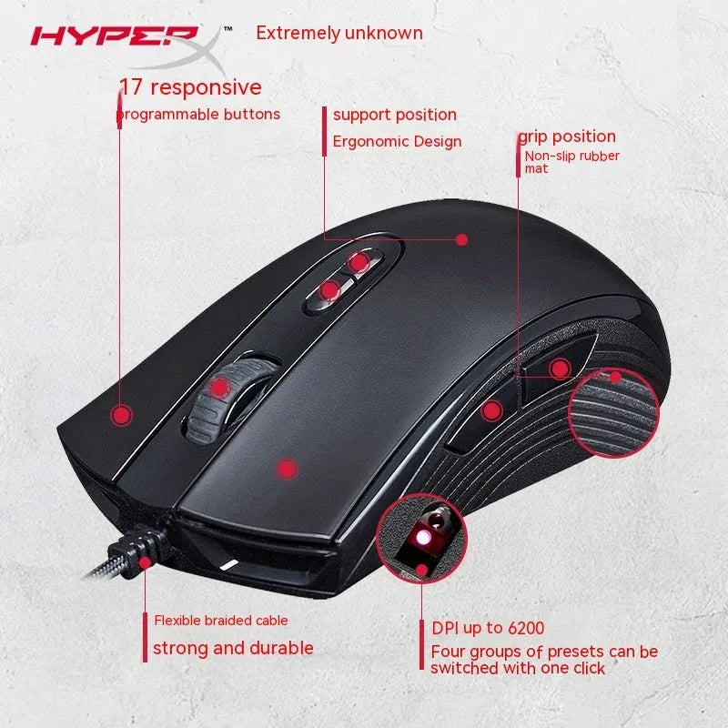 Pulsefire Core RGB wired gaming mouse in black or pink with USB cable
