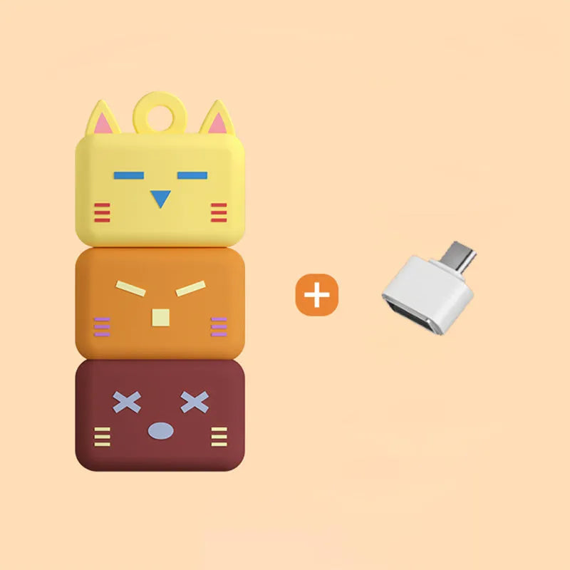 Large capacity Mini Cartoon USB flash drive with OTG adapter for mobile phone and computer dual use