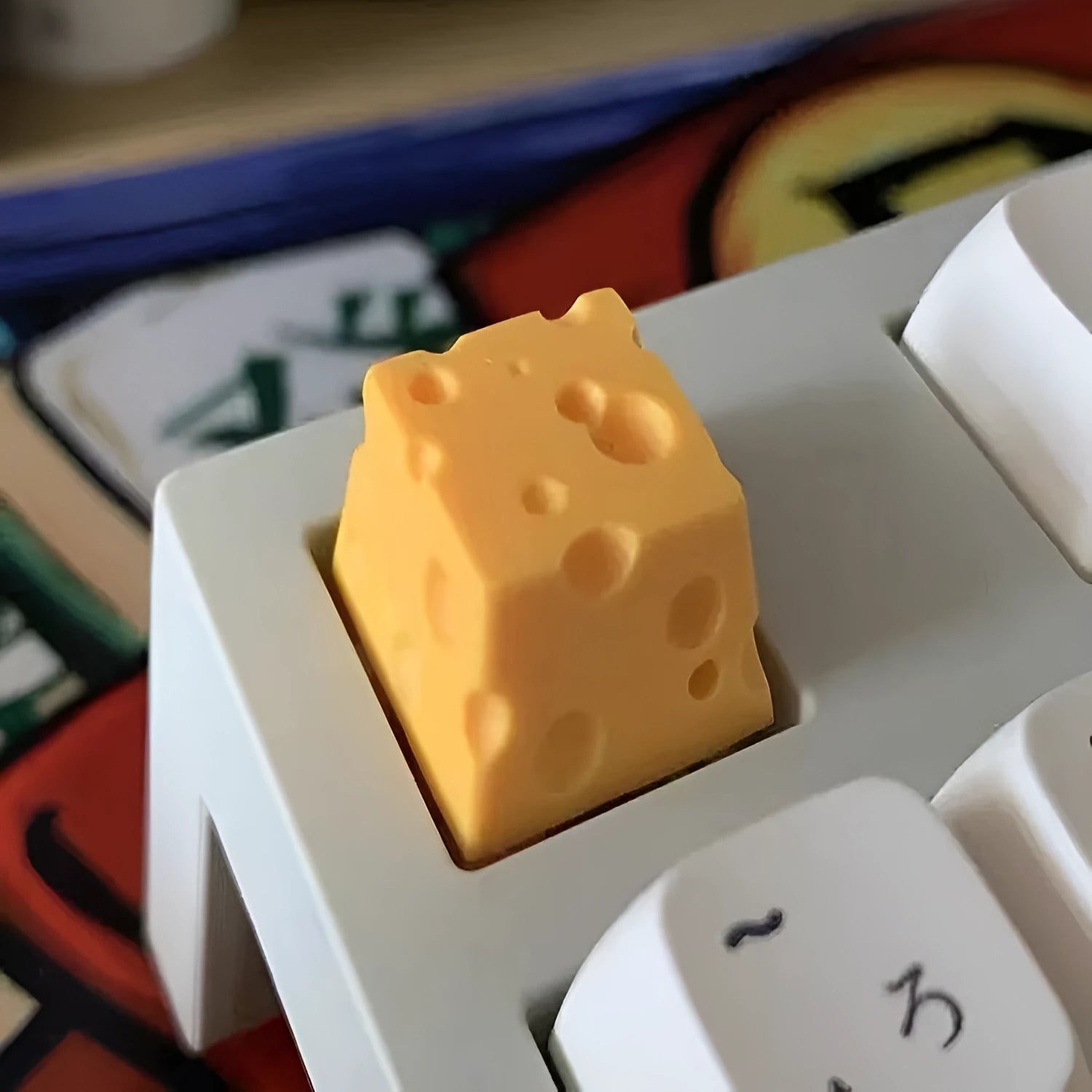 Yellow cheese resin artisan keycap for mechanical keyboard customisation
