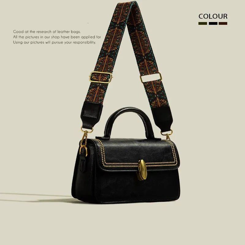 Women's textured PU messenger bag in square vertical shape with sandwich pocket and sewing thread detailing