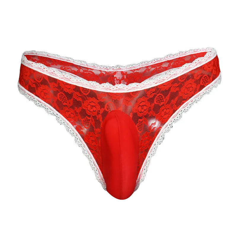 Men's lace vertical bag egg briefs triangle design low waist underwear multiple colours