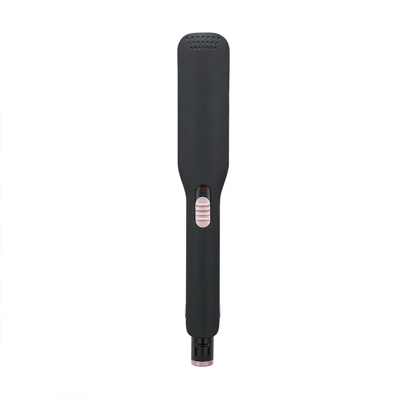 Black dual-use hair curler and straightener with 200°C PTC heating and LED display