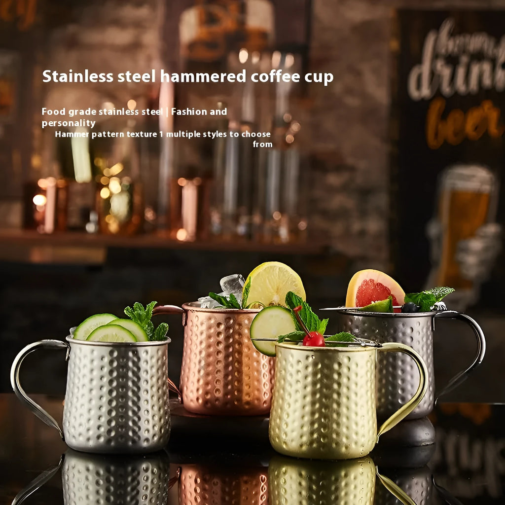 Stainless steel Moscow Mule cup with copper-plated interior in silver, gold, rose gold or black colour options