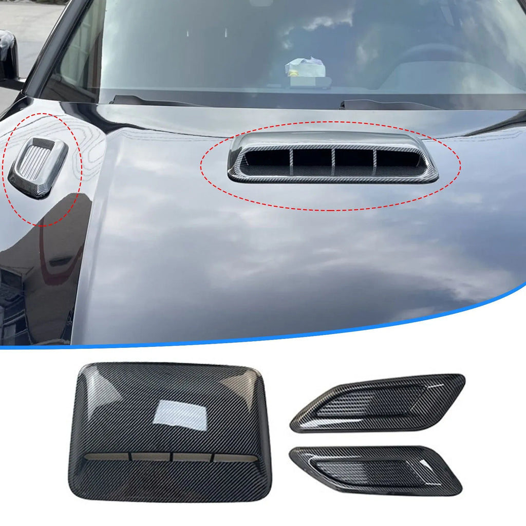 Car engine decorative cover and side air vent shroud kit in black or carbon fibre finish for Audi Volkswagen Mercedes BMW