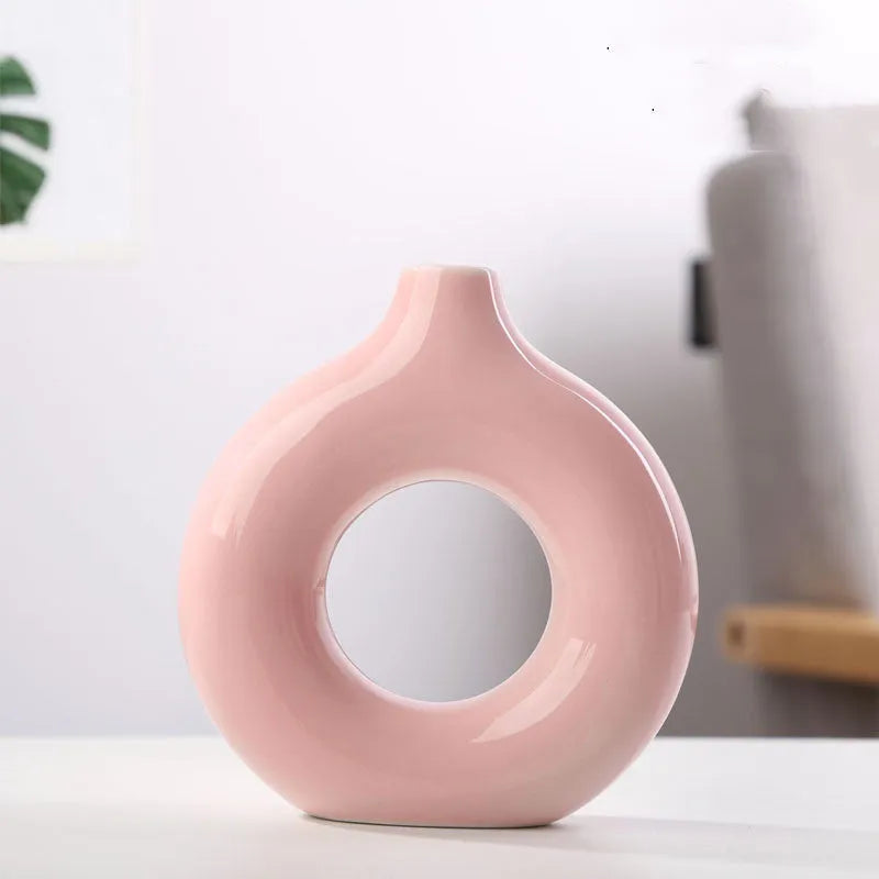 Frosted particle porcelain biscuit vase in neutral colour for floral arrangements