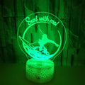 3D LED night lamp with crack pattern on acrylic panel, black ABS base, touch control