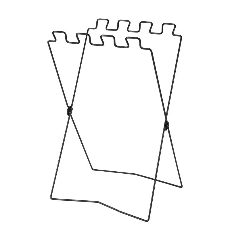 Stainless steel camping garbage bag bracket with folding design in black or silver colour