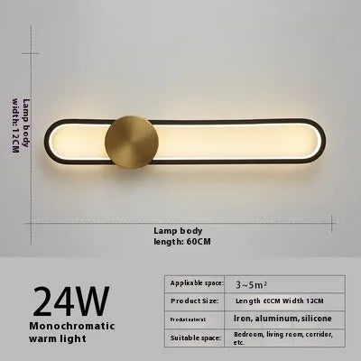 Modern minimalist circular wall lamp with iron shade in black or gold finish options