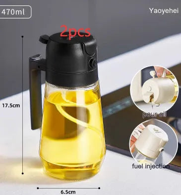 470ml glass olive oil sprayer dispenser in beige, yellow, green, or black colour.