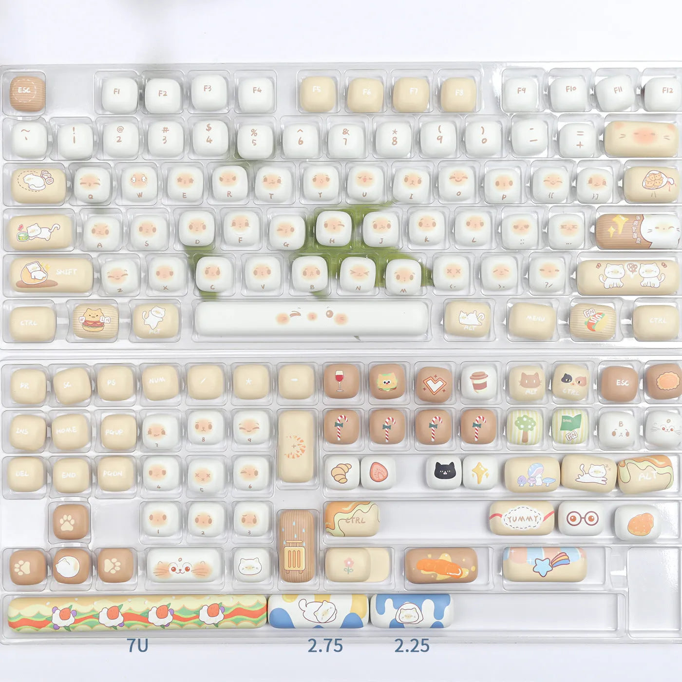 Steamed Bread mechanical keyboard PBT key cap set in multi-colour march past design with 1.5m cable.