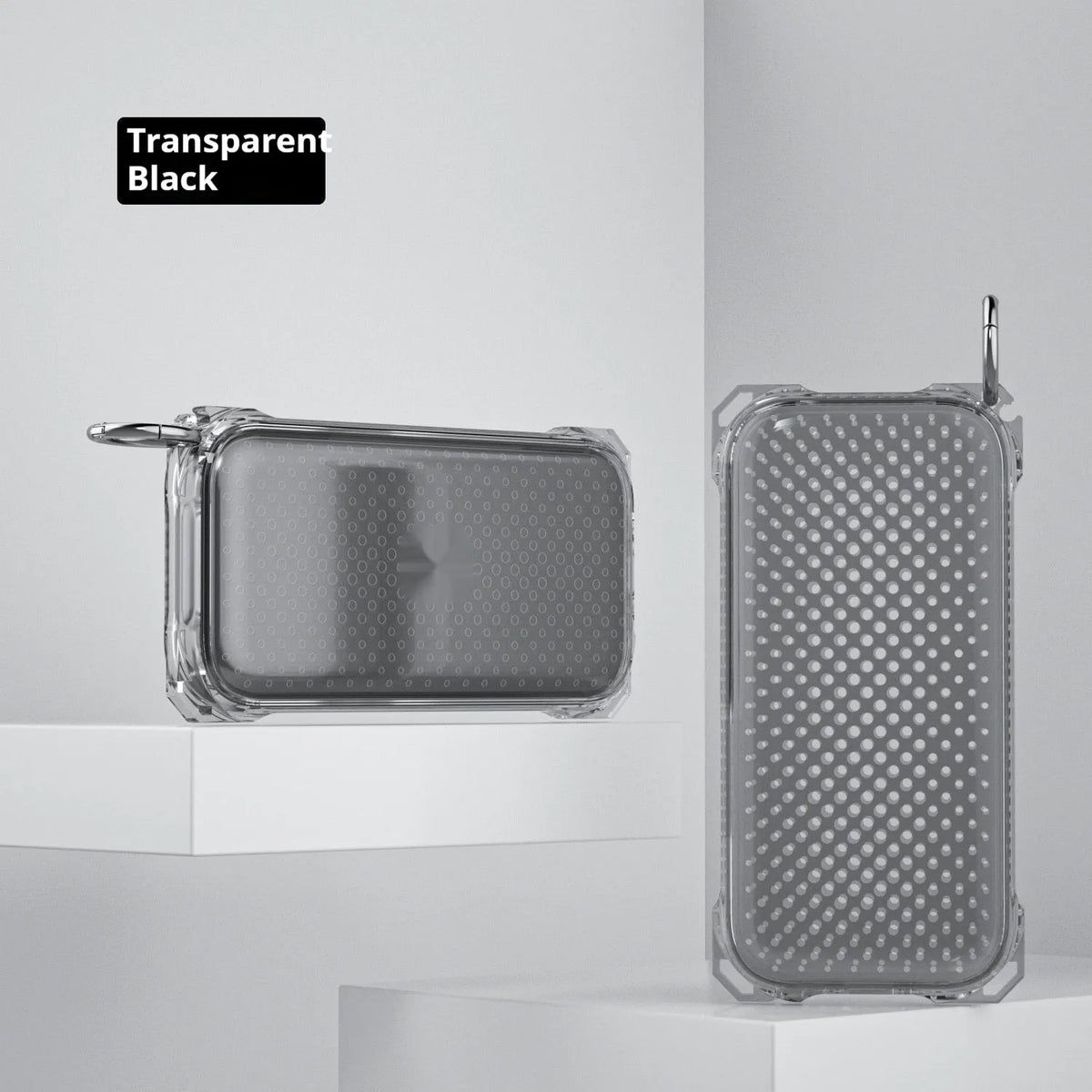 Drop-resistant TPU battery protective sleeve for Vision Pro in transparent gray with round buckle and cord
