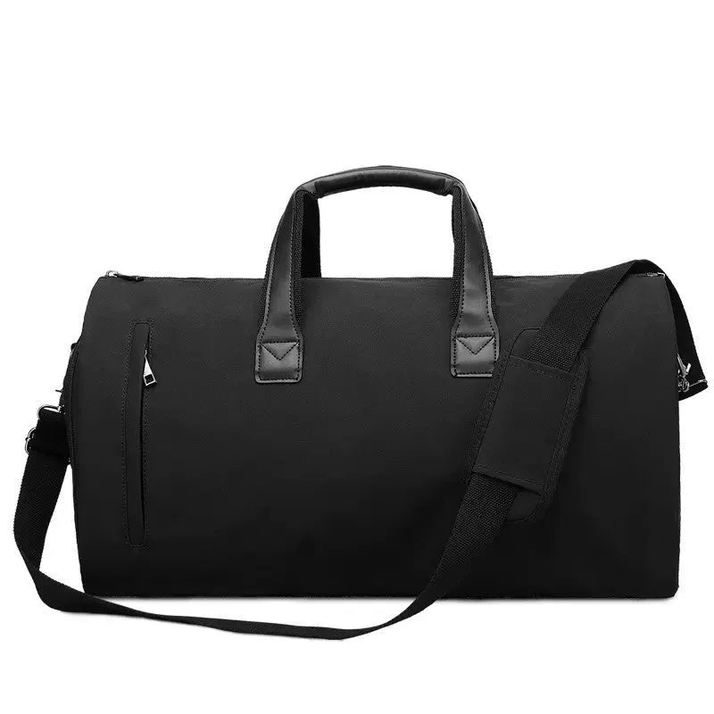 Medium oval travel bag in light grey with multiple internal compartments shown open, including a camera insert bag.