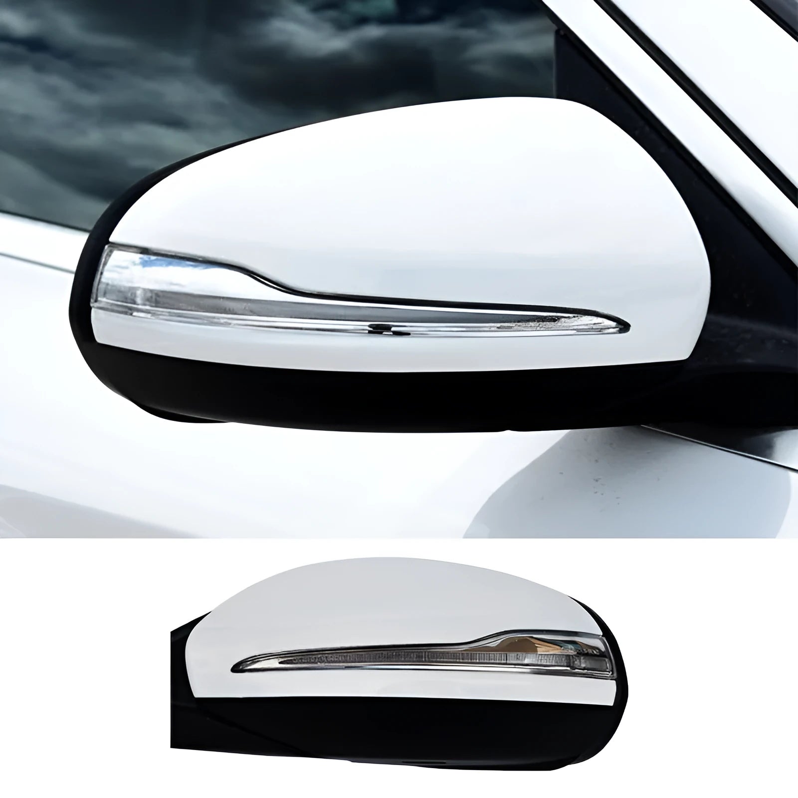 Mercedes-Benz W205 rearview mirror assembly in white black primer ABS construction