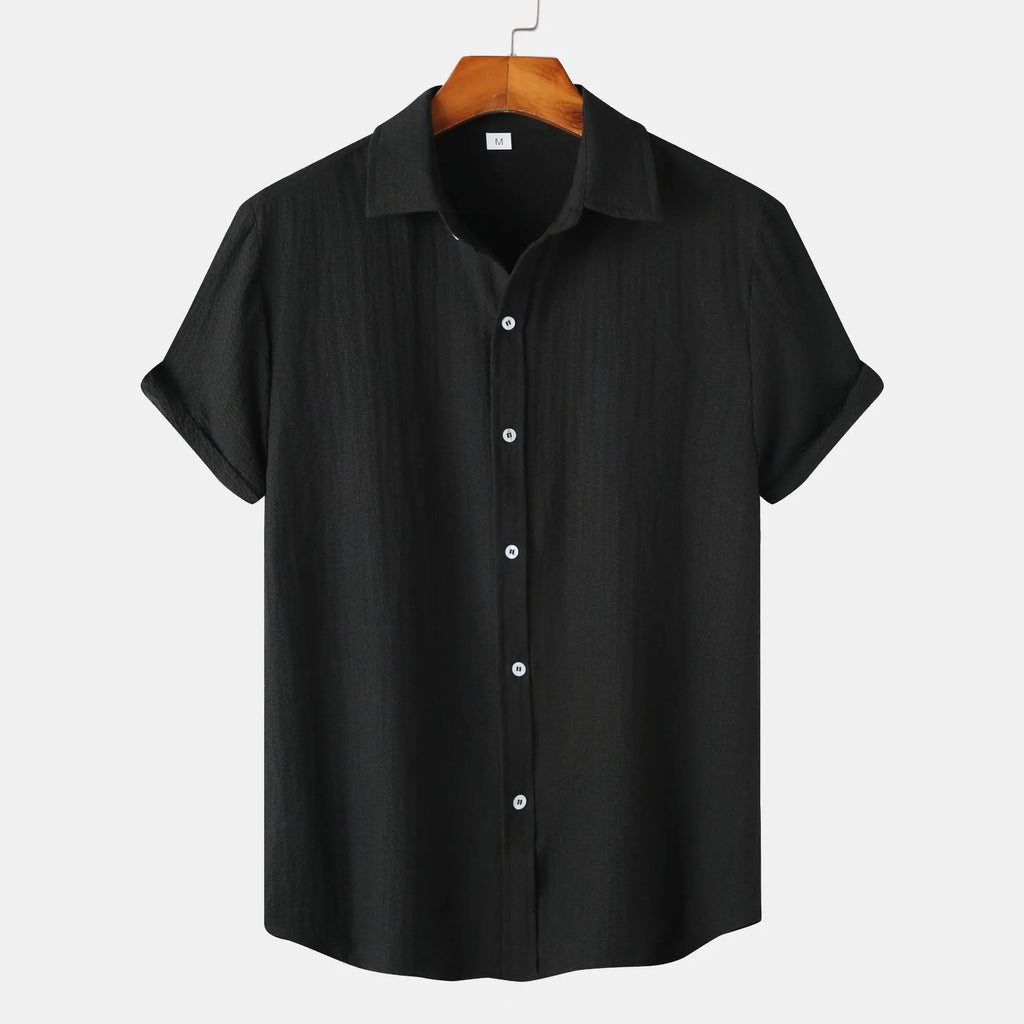 Men's casual short-sleeved polyester cardigan shirt in multiple colours and sizes