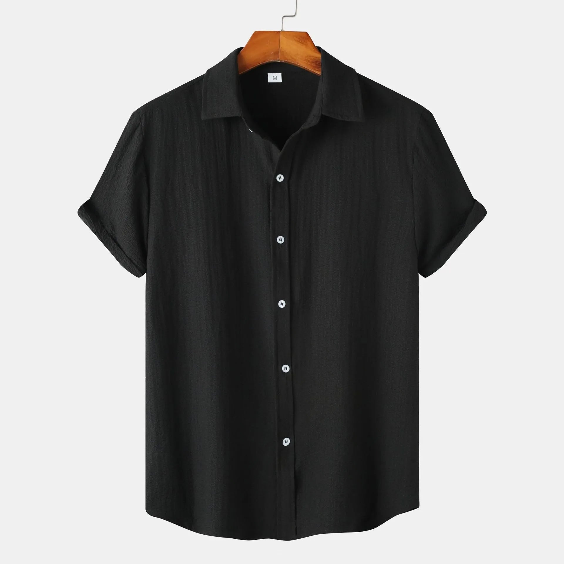 Men's casual short-sleeved polyester cardigan shirt in multiple colours and sizes