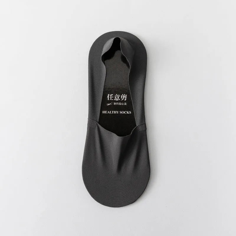 Men's low cut invisible seamless socks in seven colours with pure cotton soles