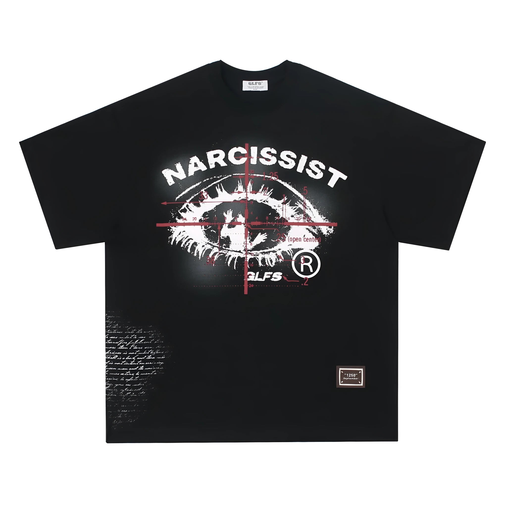 White retro hip hop letter print cotton t-shirt on hanger