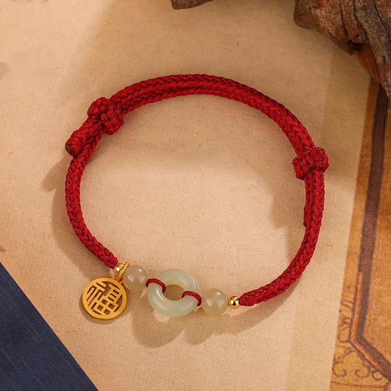 Silver geometric bracelet with peace buckle design in black and wine red colour options