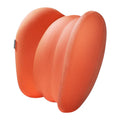 Grey and orange memory foam car headrest and lumbar support pillow set on a car seat.