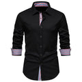 Men's loose plaid casual long-sleeved shirt in polyester blend fabric, available in multiple colours