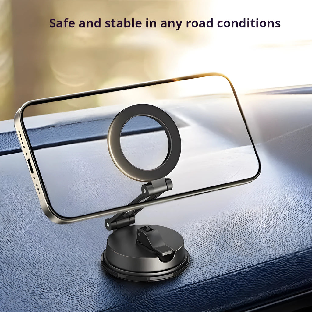 Black H154 magnetic phone holder with suction cup for car dashboard or windscreen mounting