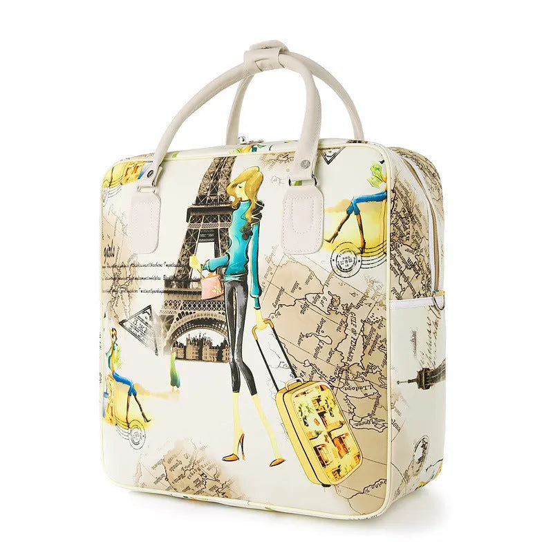 College style waterproof travel bag with PU leather exterior and cartoon cute design