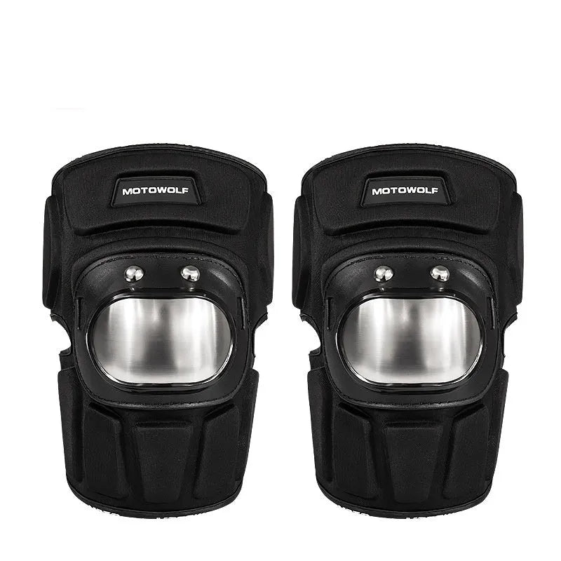 Off-road motorcycle stainless steel knee pads and elbow pads set black one size