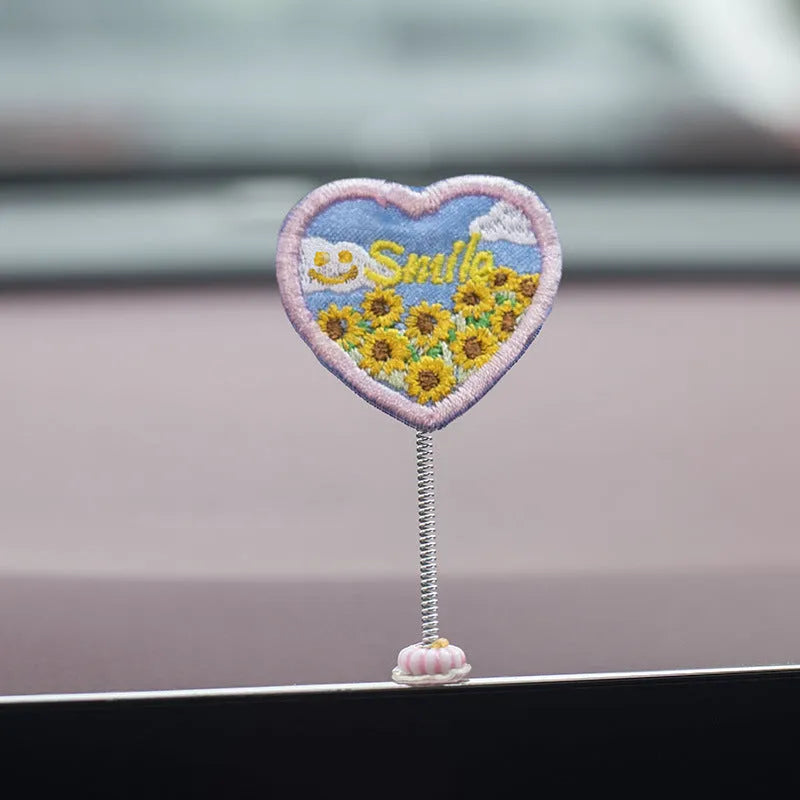 PVC cartoon duckling car decoration set with six small ducks and a hello sign