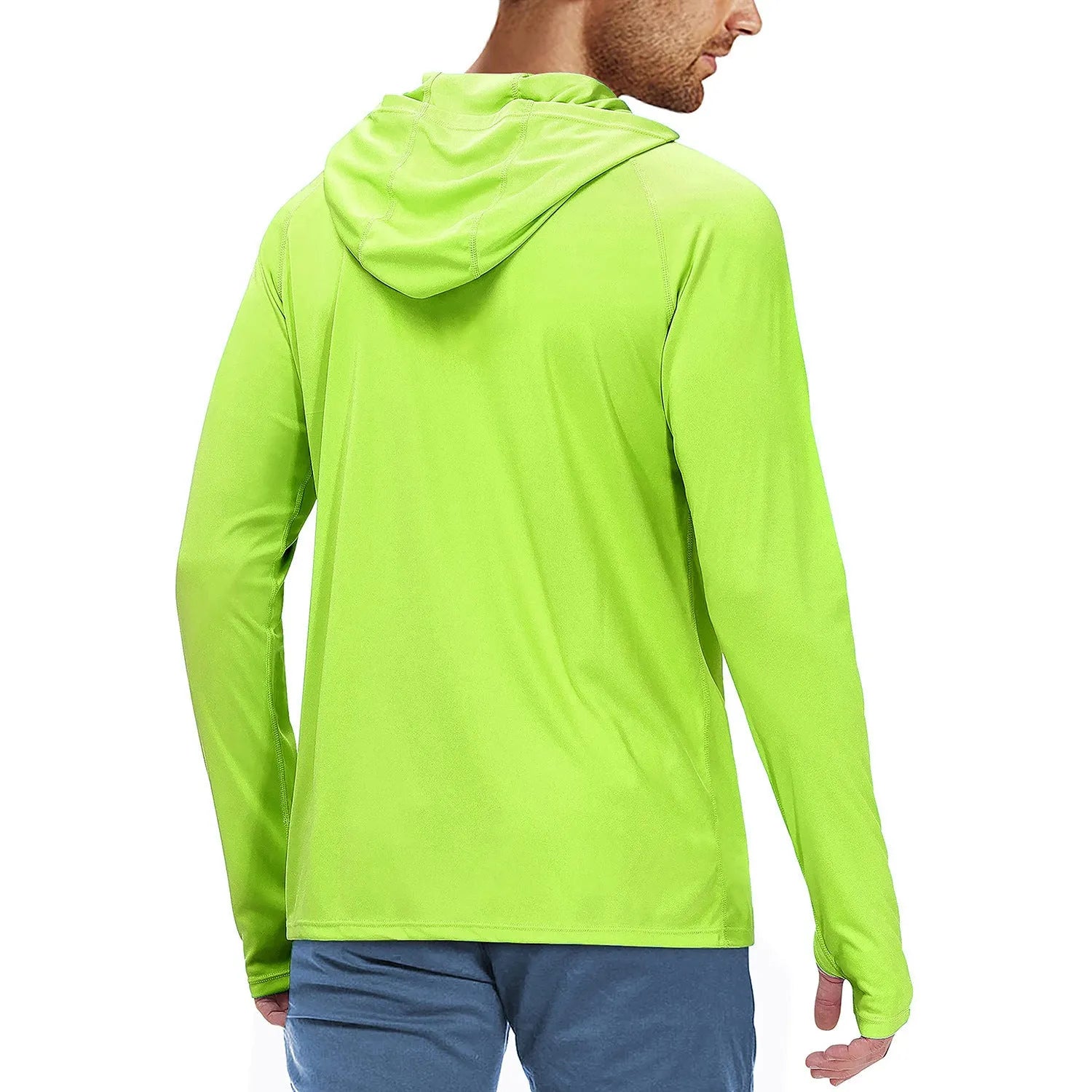 UPF50 hooded slim fit sun protection suit in polyester fabric for outdoor activities