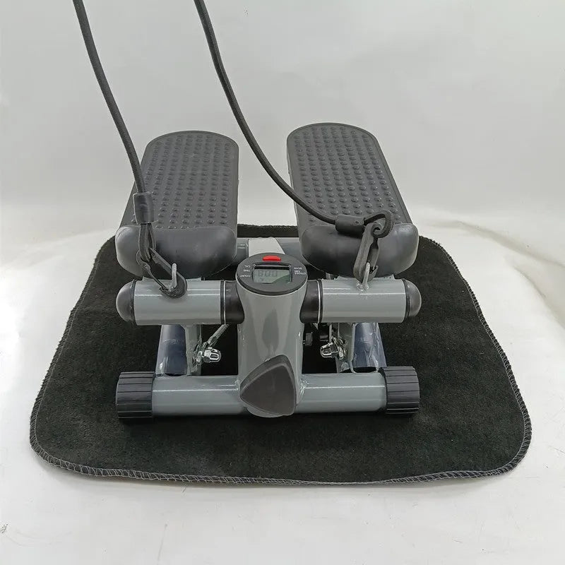 Silver grey household mini treadmill step machine with hydraulic resistance for waist slimming