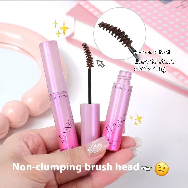 Eyebrow cream container showing velvet formula in four neutral shades for natural brow definition