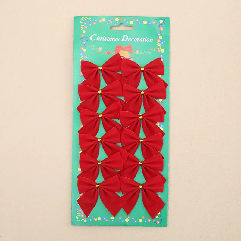 5 cm red gold polyester Christmas tree bow ornament for holiday decoration