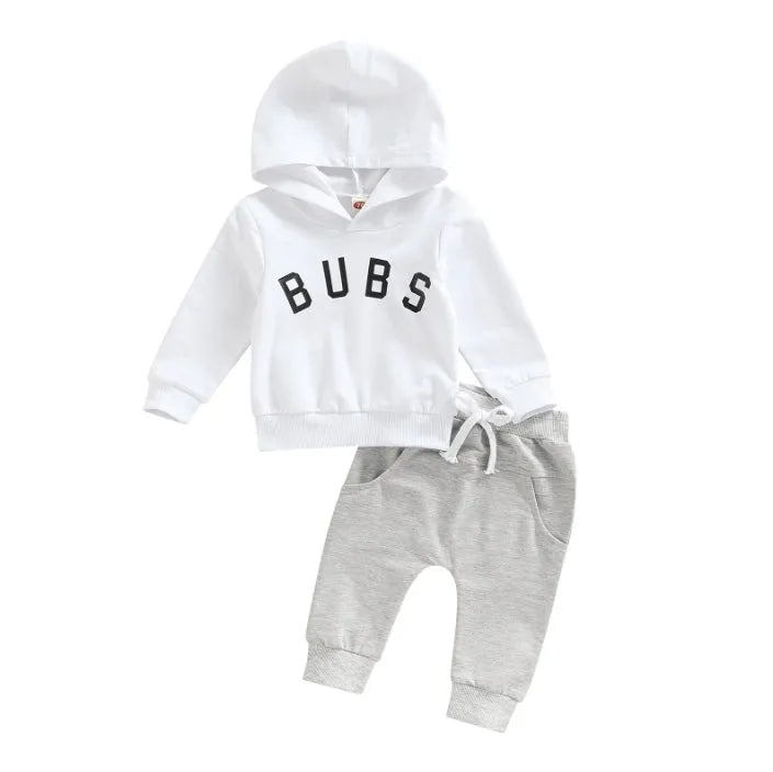 Boys' cotton letter printed hoodie trousers suit in dark brown, long sleeves, suitable for heights 70-110cm