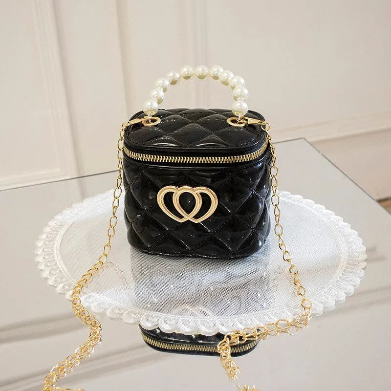 White PVC bucket gel bag with a heart-shaped pattern, shown open.