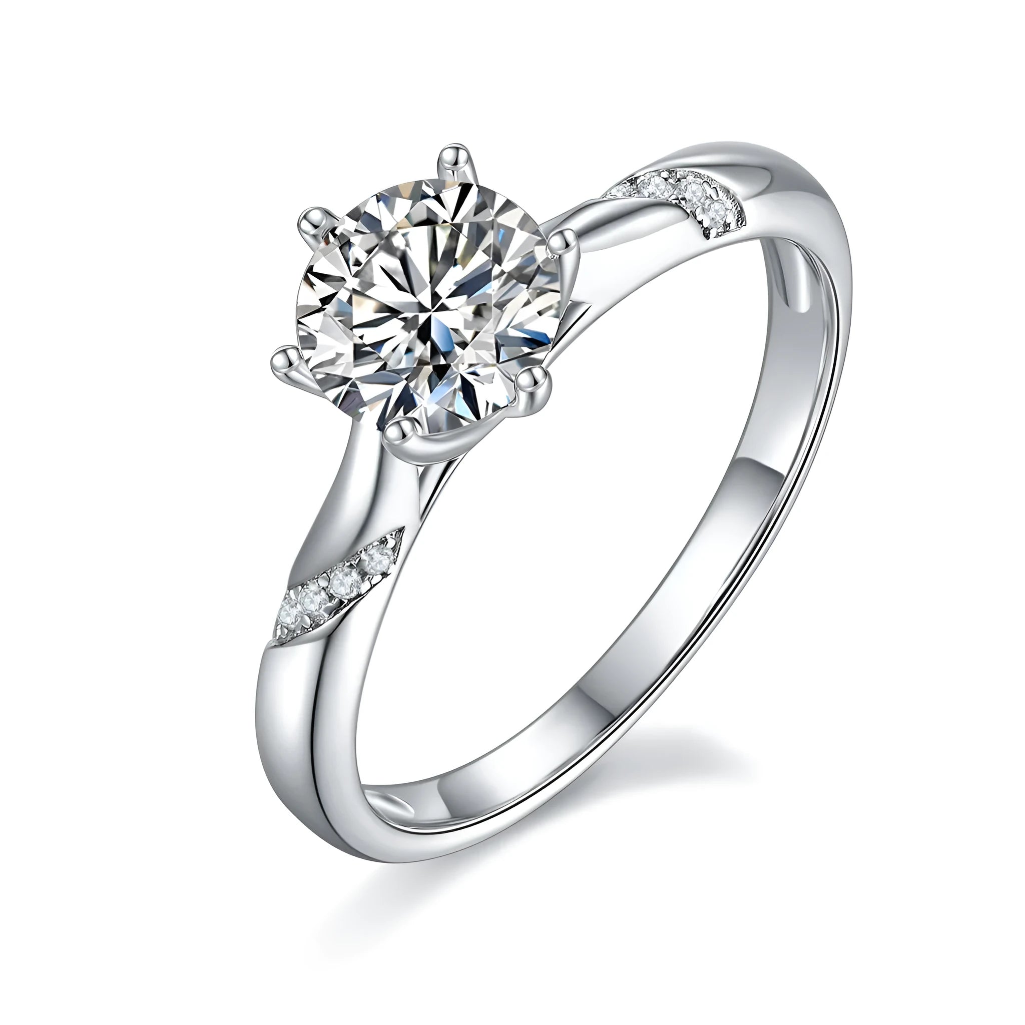 Snow Of The Soul 1 carat moissanite wedding ring set S925 silver platinum plated with GRA certificate gift box