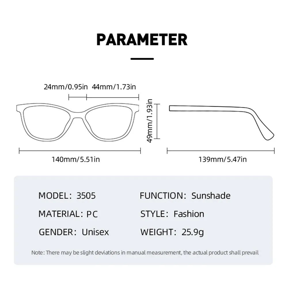 Simple round rim plastic sunglasses on a table showing bright black frame with blue lens.